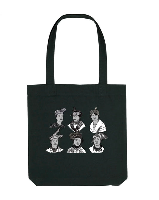 Tote bag épais noir 6 têtes femmes d’Antan